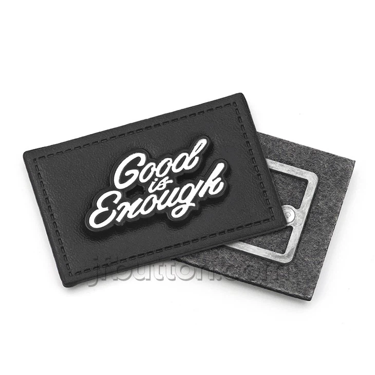 Black Leather Patch With Metal Tag factory