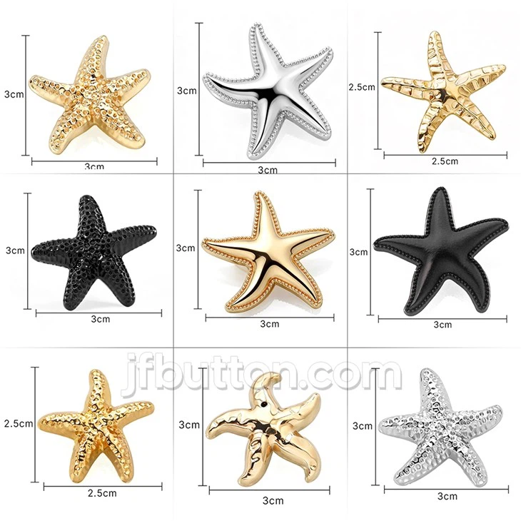 Metal Starfish Buttons With Shank high quality