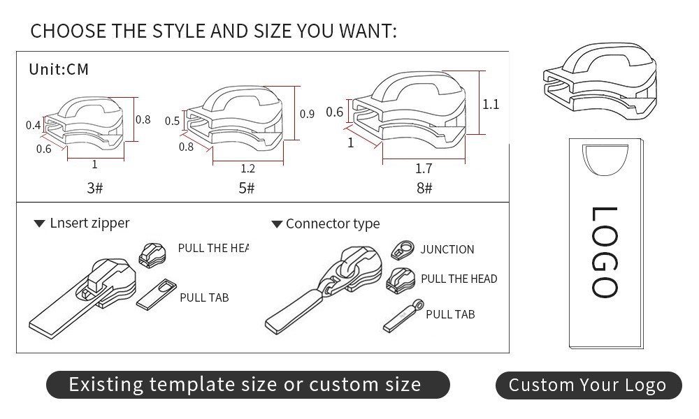 zipper slider size zipper slider size